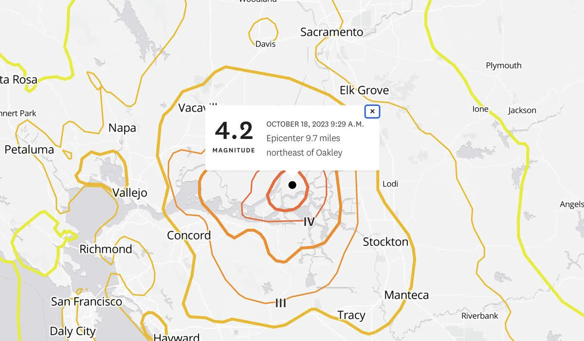 Earthquake USGS North california